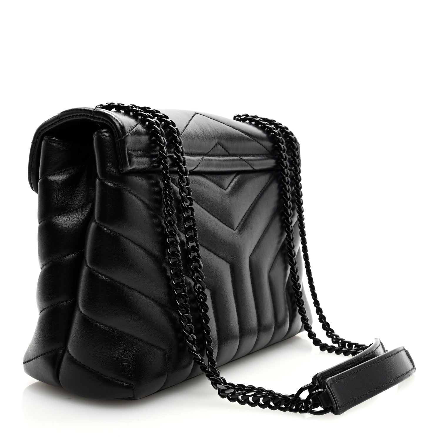 Saint Laurent Calfskin Y Quilted Monogram Monochrome Small Loulou Chain Satchel Black 3 of 8