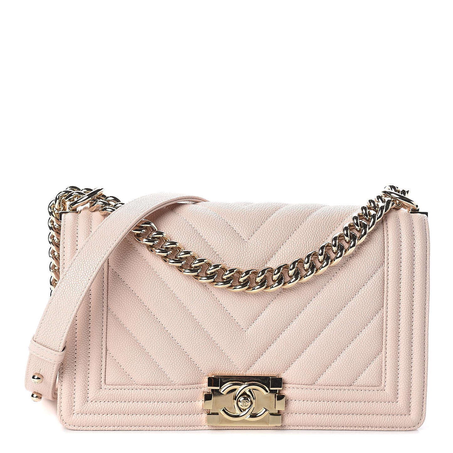 Caviar Chevron Quilted Medium Boy Flap Nude