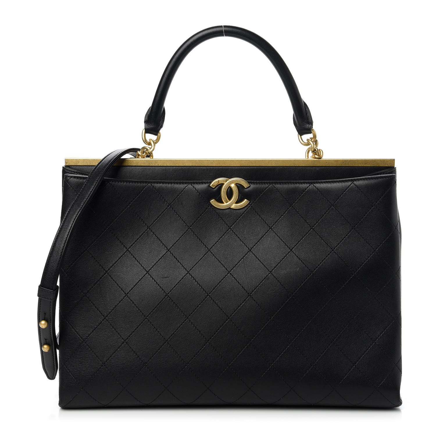 Chanel Lambskin Stitched Large Coco Lux Shopping Tote Black 1 of 10