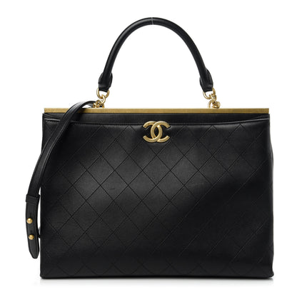 Chanel Lambskin Stitched Large Coco Lux Shopping Tote Black 1 of 10