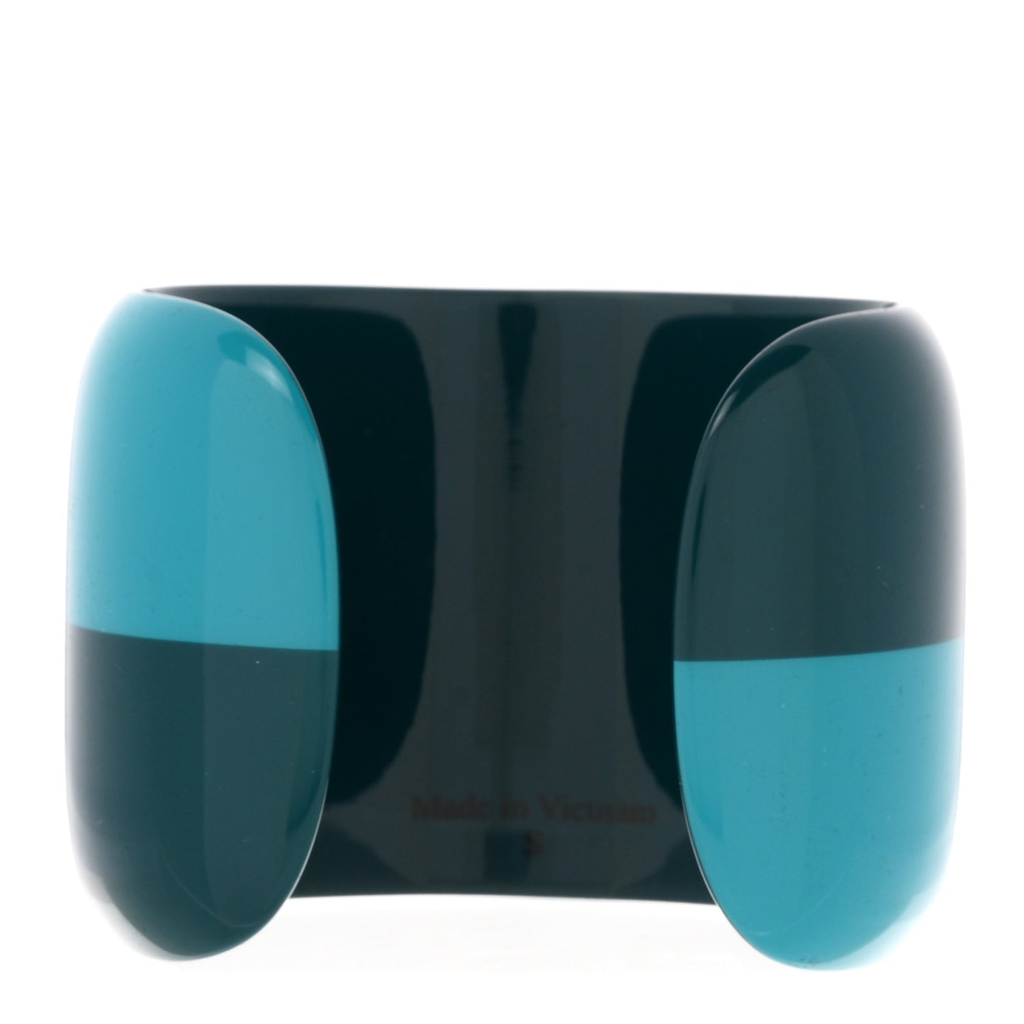 Lacquered Wood Cuff S Turquoise Emeraude