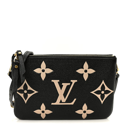 Louis Vuitton Empreinte Monogram Giant Double Zip Pochette Black Cream 1 of 11