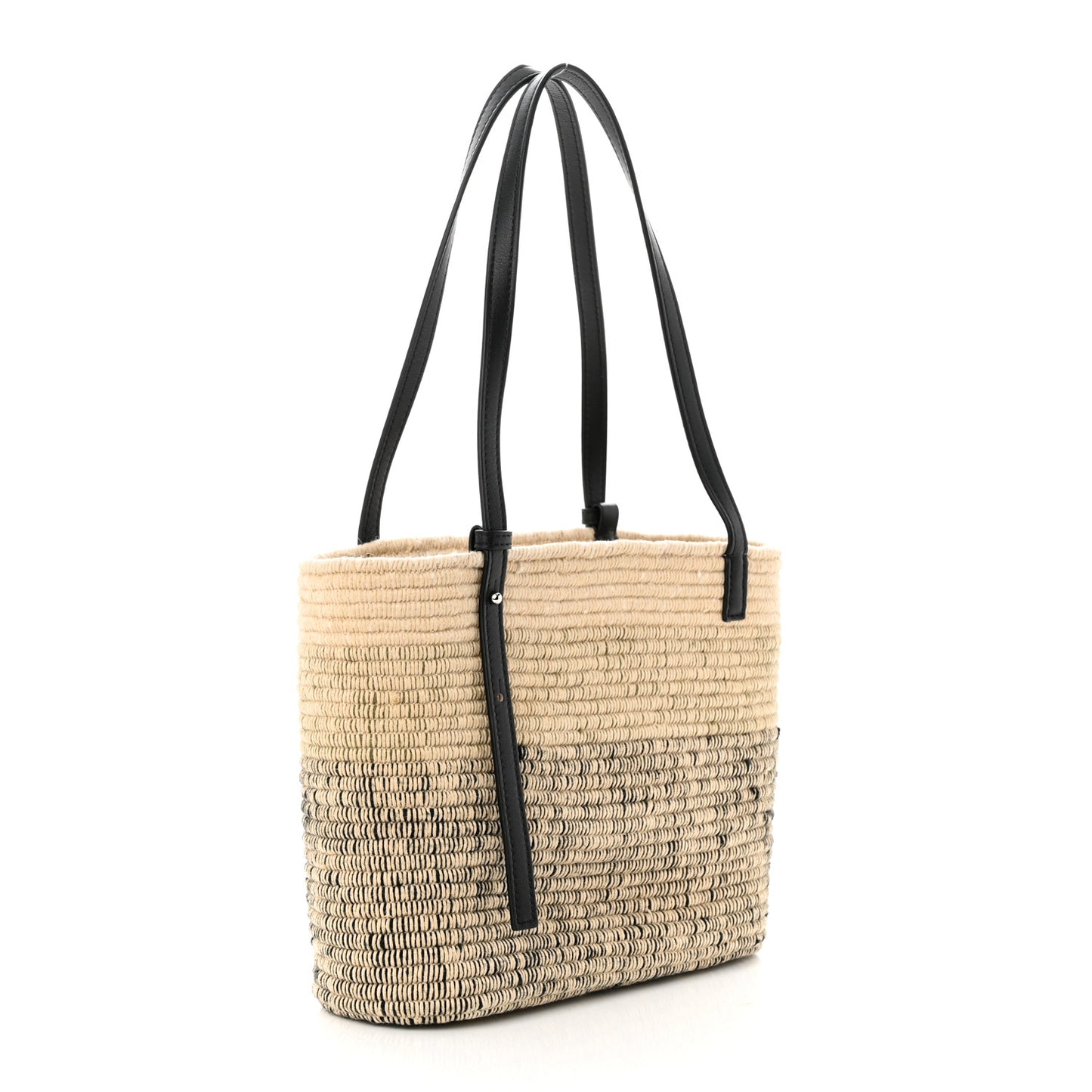Raffia Square Small Basket Tote Bag Ombre Black