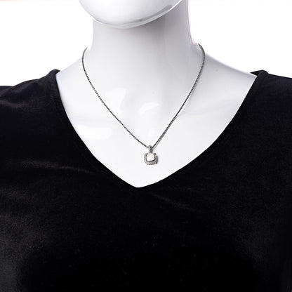 David Yurman Sterling Silver White Agate Diamond 7mm Petite Albion Pendant Necklace 2 of 6