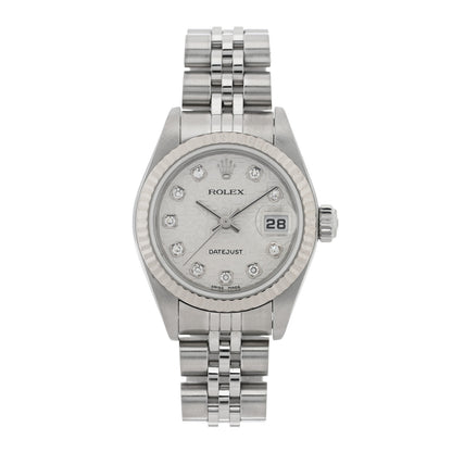 Rolex Stainless Steel 18K White Gold Diamond 26mm Oyster Perpetual Datejust Watch Silver Jubilee 79174 1 of 4