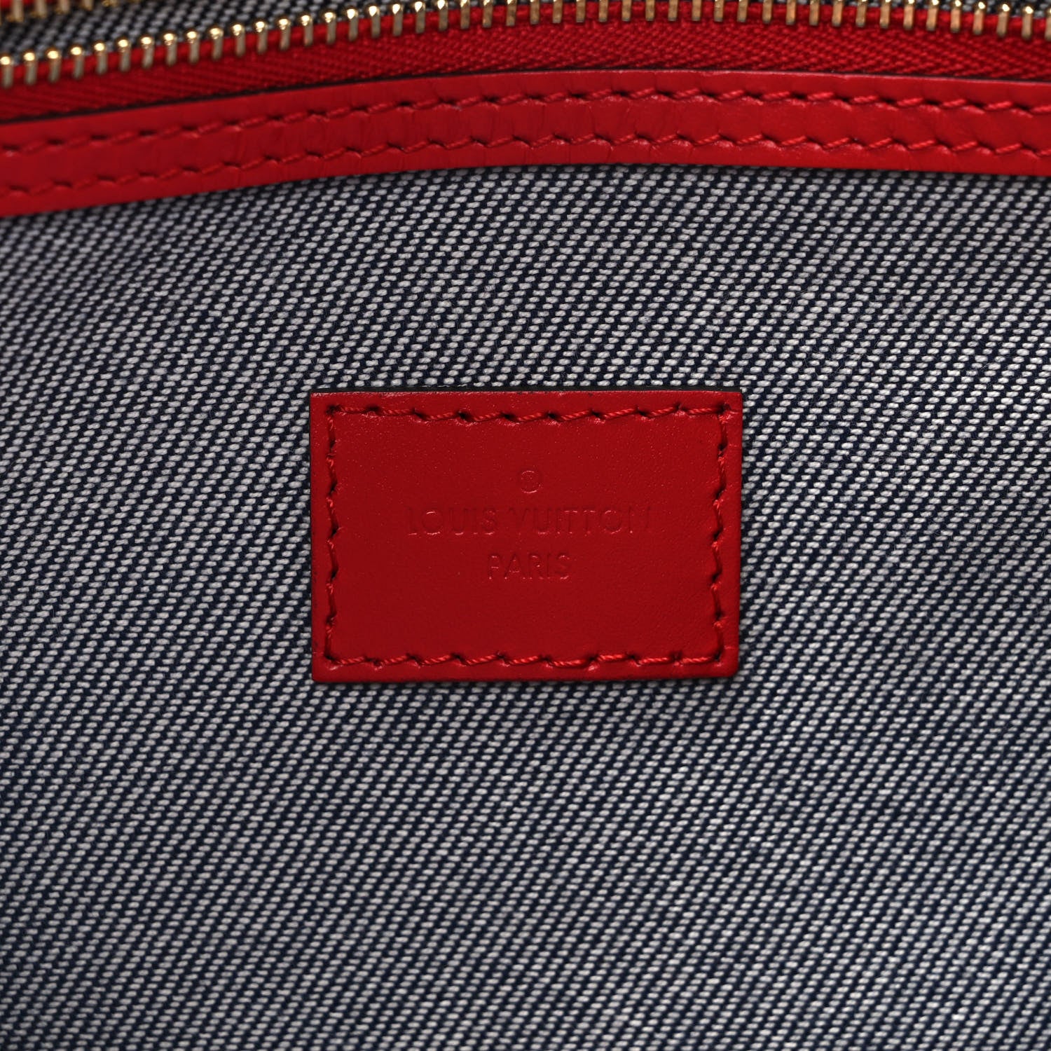 Louis Vuitton Denim Damier Monogram Patchwork Speedy Bandouliere 30 Blue Rouge 6 of 9