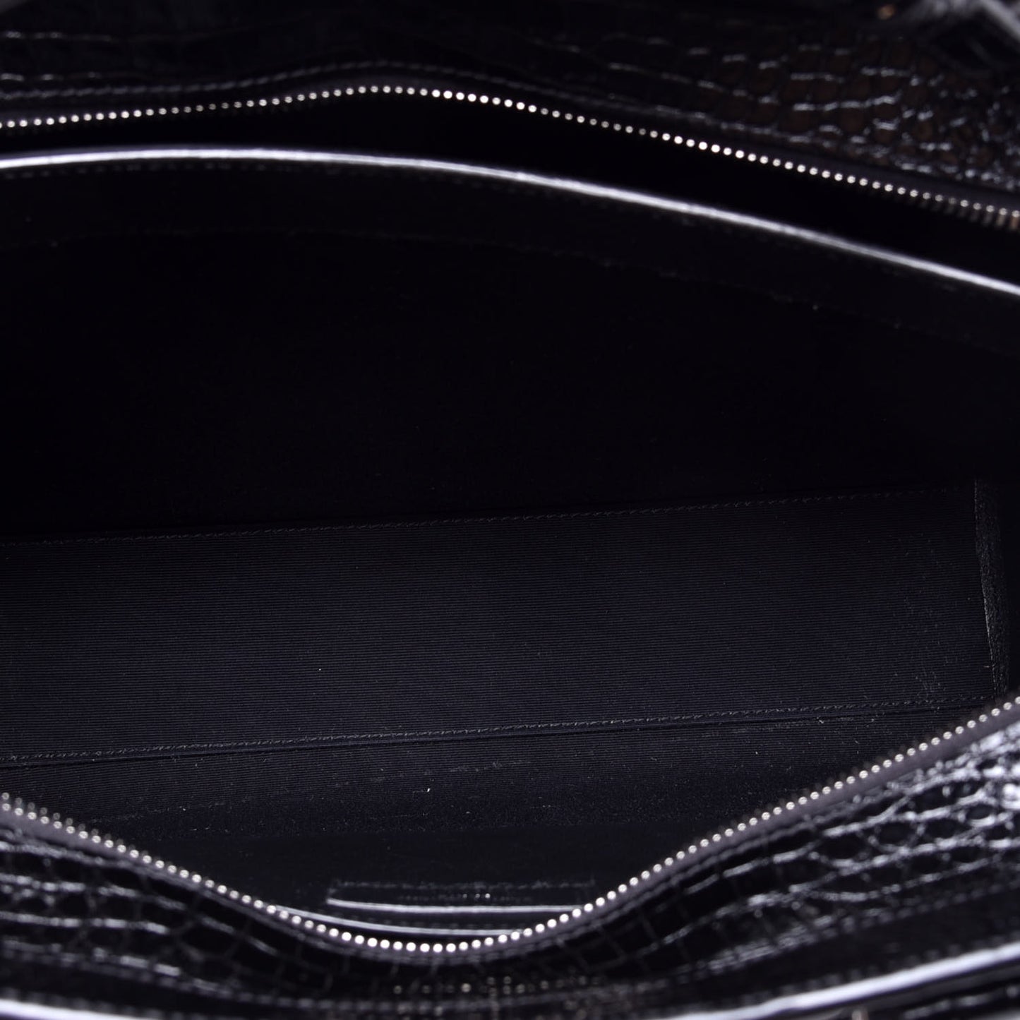 Croc Calfskin Embossed Medium Uptown Tote Black