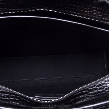 Saint Laurent Croc Calfskin Embossed Medium Uptown Tote Black 5 of 8