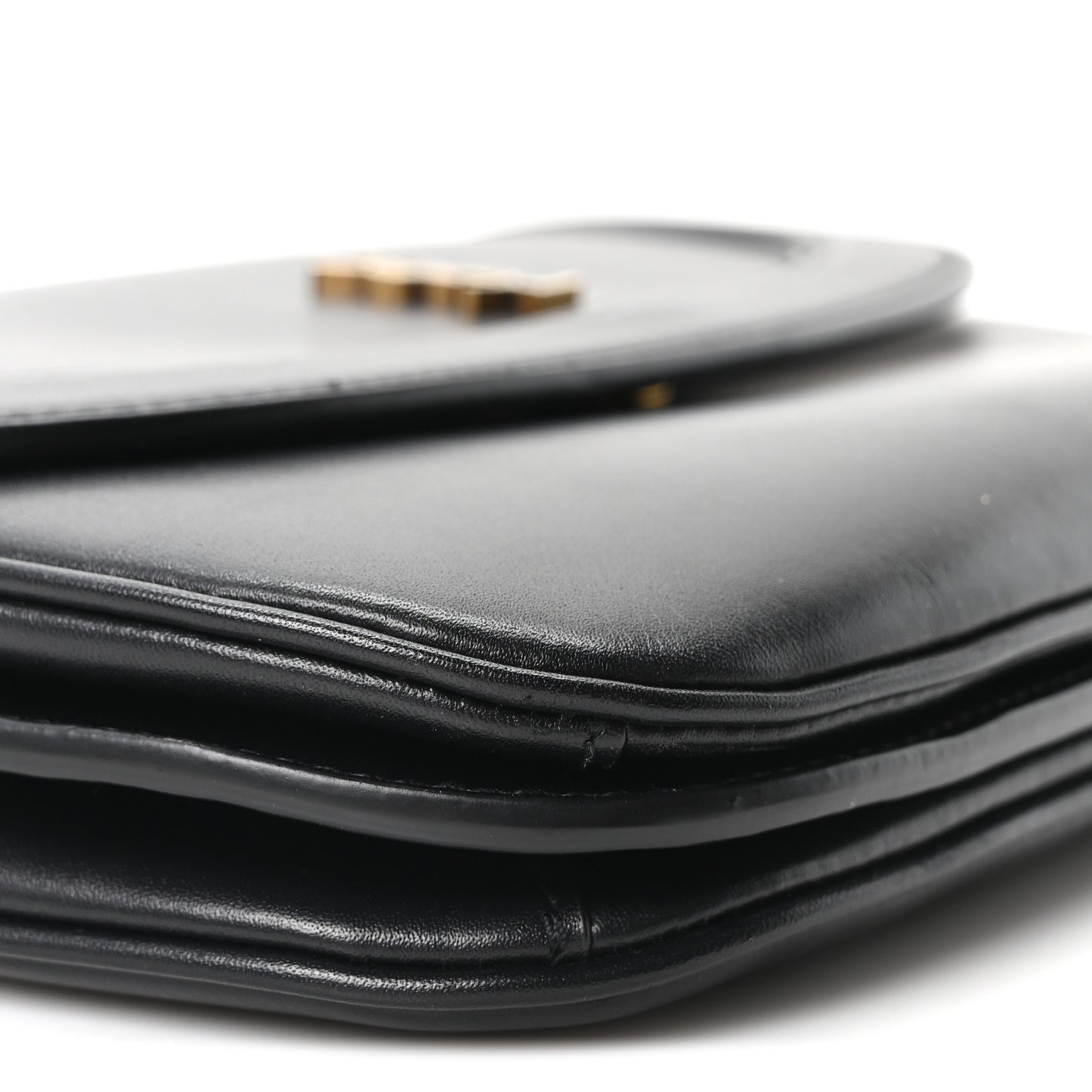 Smooth Calfskin Small Charlie Shoulder Bag Black