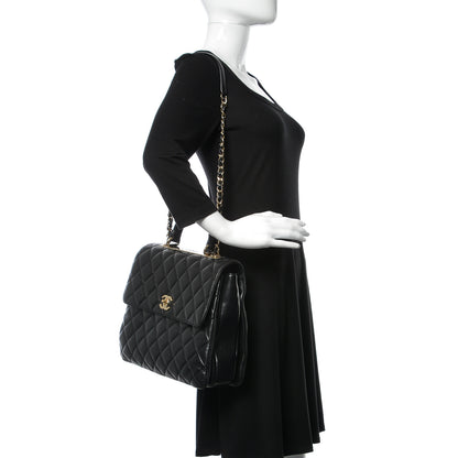 Chanel Lambskin Quilted Large Trendy CC Dual Handle Flap Bag Black 2 of 15