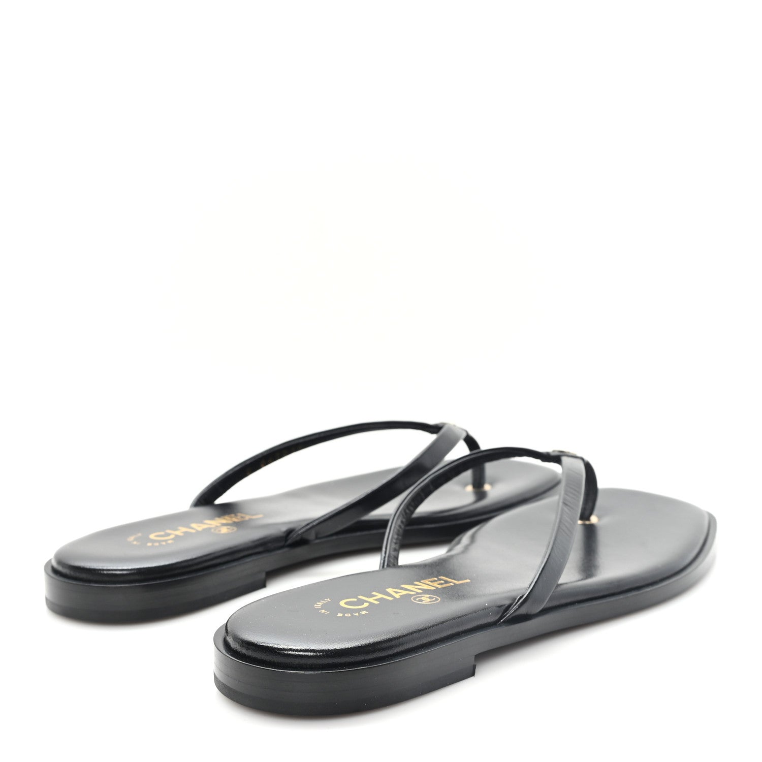 Chanel Goatskin CC Times Square Thong Sandals 39 Black 5 of 10