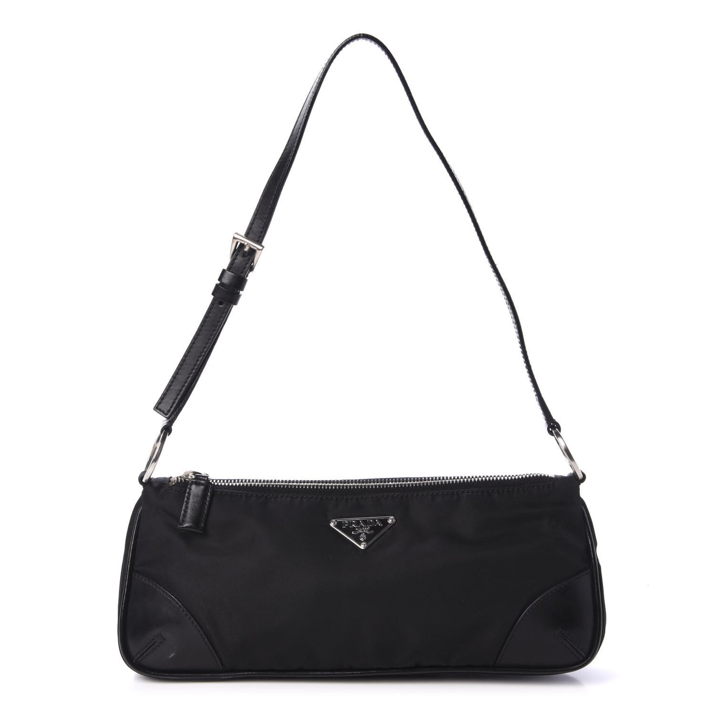 Tessuto Nylon Soft Calfskin Shoulder Bag Black