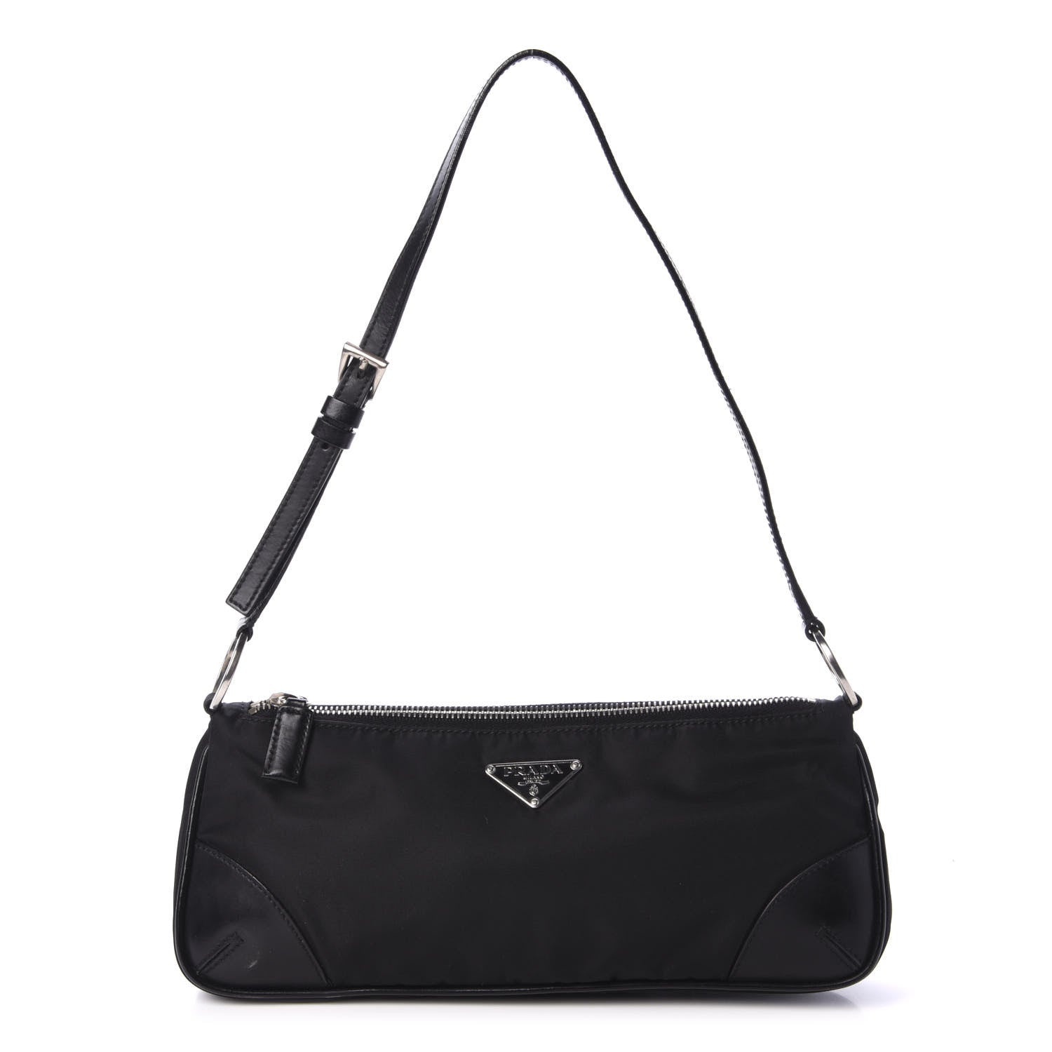 Prada Tessuto Nylon Soft Calfskin Shoulder Bag Black 1 of 9