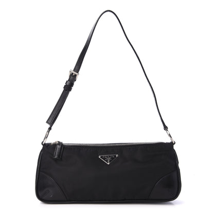 Prada Tessuto Nylon Soft Calfskin Shoulder Bag Black 1 of 9