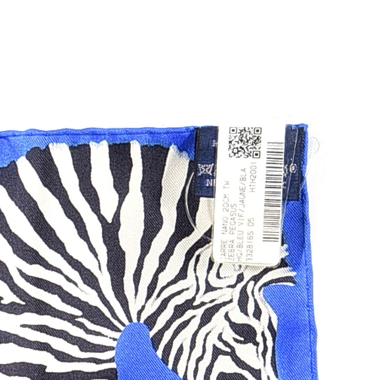 Silk Zebra Pegasus Nano Scarf 20 Bleu Vif Jaune White