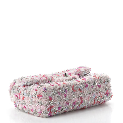 Chanel Tweed Quilted Mini Rectangular Flap Light Pink Silver Blue 4 of 11