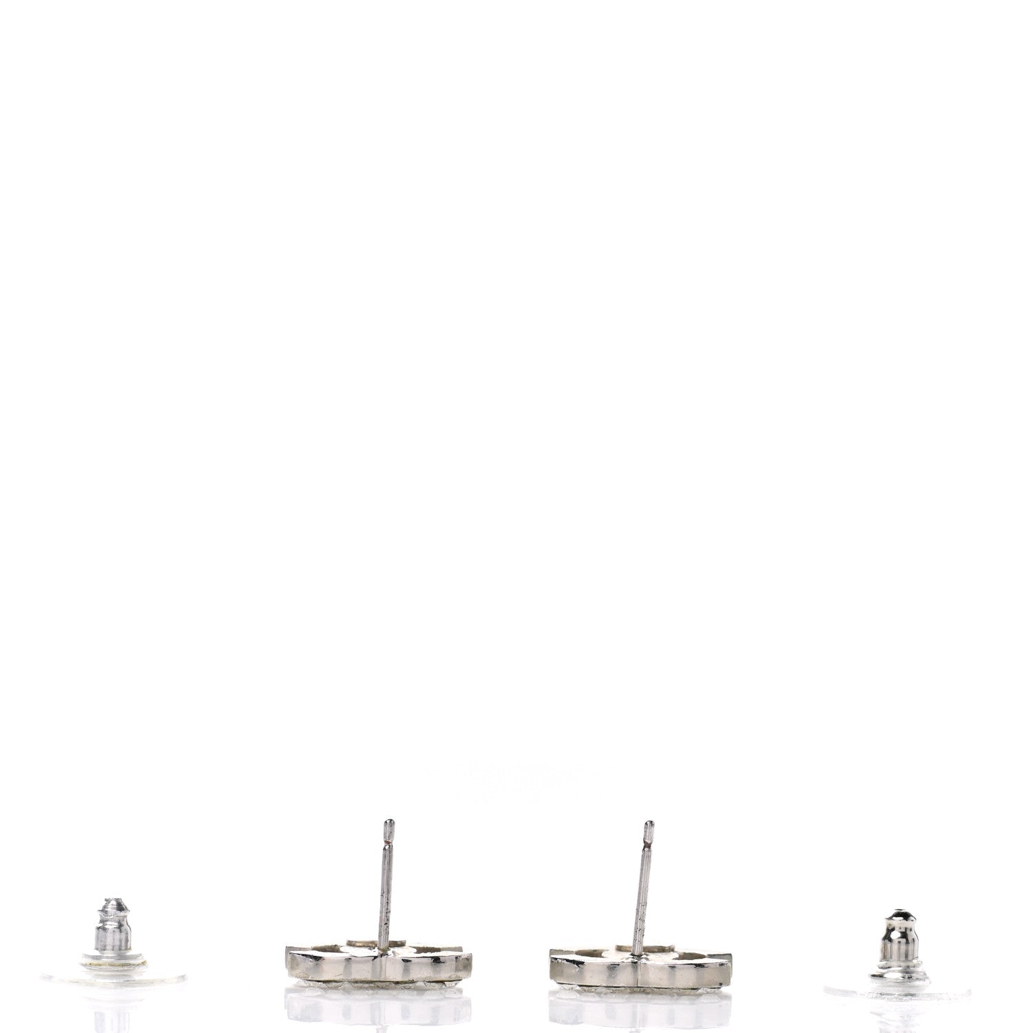 Chanel Crystal Mini Timeless CC Earrings Silver 3 of 4