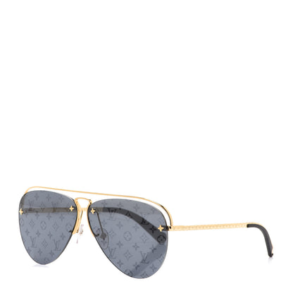 Louis Vuitton Metal Monogram Grease Sunglasses Z1172W Gold 1 of 8
