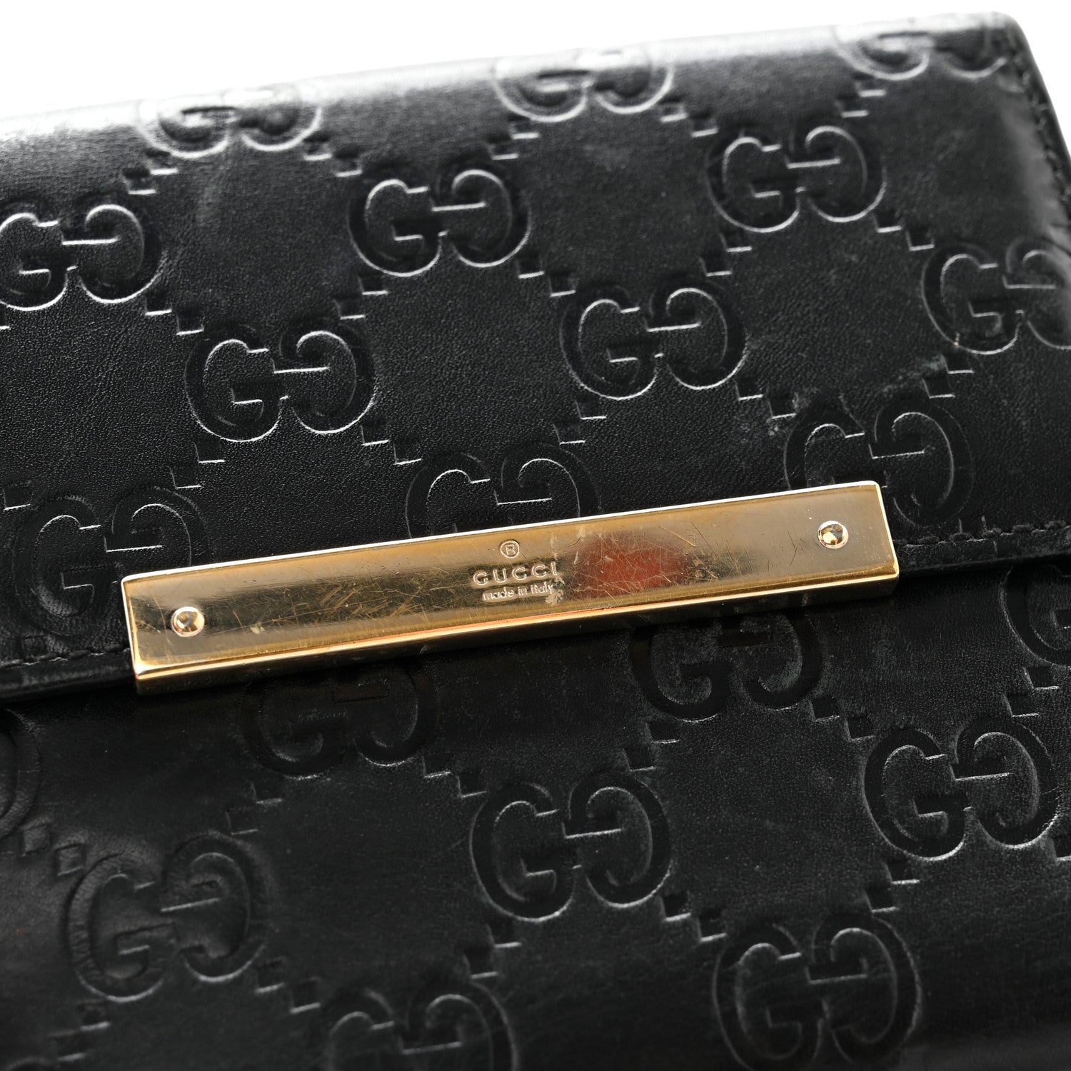 Gucci Guccissima Metal Bar French Flap Wallet Black 14 of 18