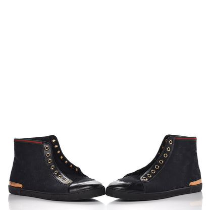 Gucci GG Monogram Barcelona Web High Top Sneakers 39 Black 7 of 12