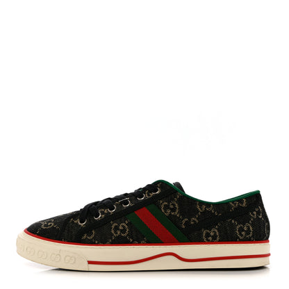 Gucci New Denim GG Monogram Web Womens 1977 Tennis Sneakers 40 Blue Tea Mystic White 1 of 10