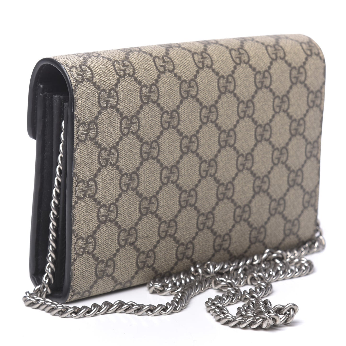 GG Supreme Monogram Mini Dionysus Chain Wallet Beige Black