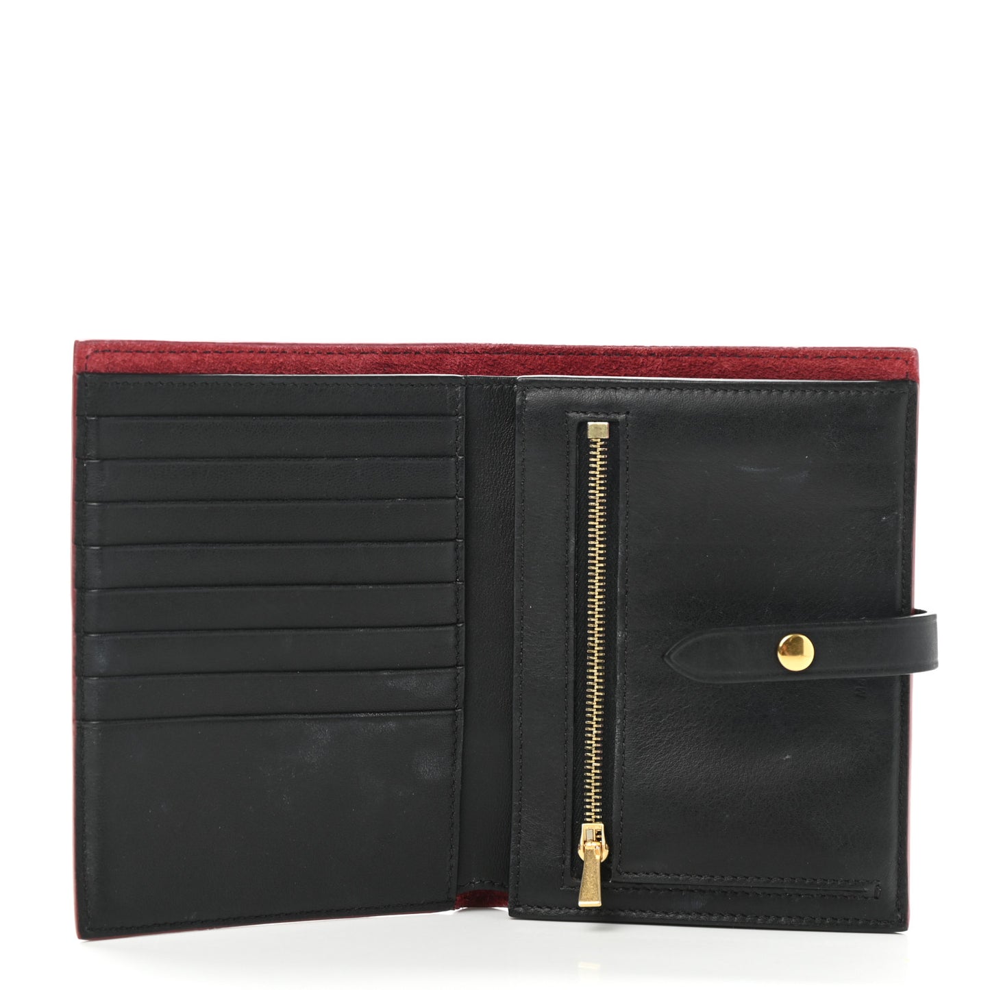 Smooth Calfskin Medium Multifunction Strap Wallet Coquelicot