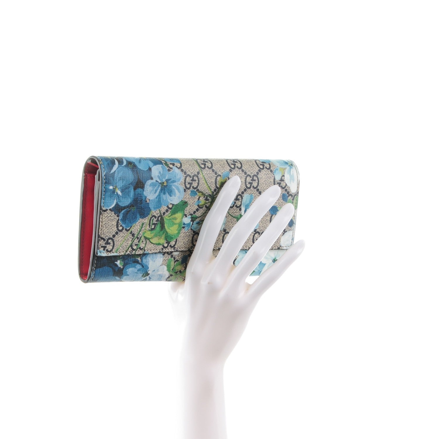 Gucci GG Supreme Monogram Blooms Continental Wallet Blue 2 of 7