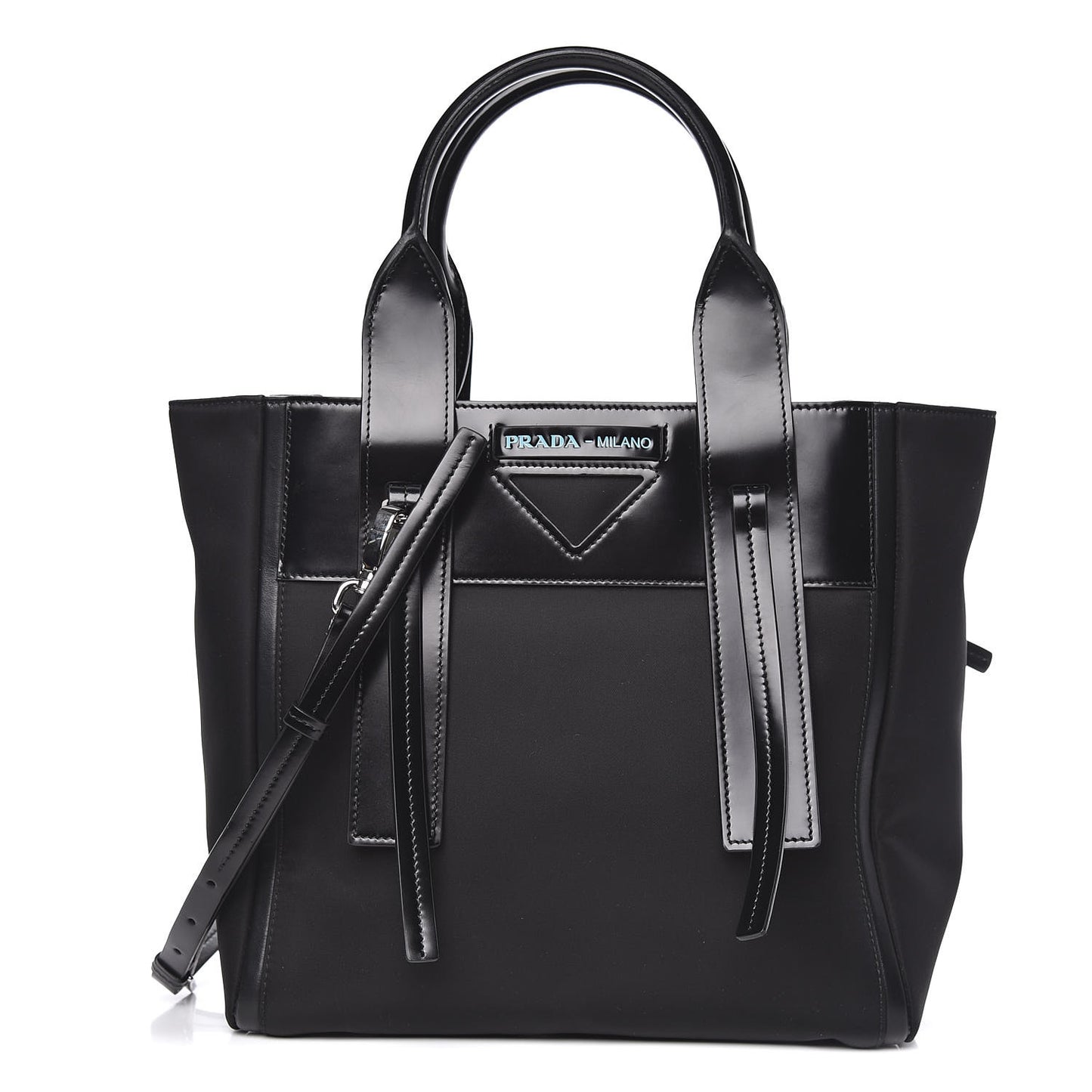 Tessuto Nylon Spazzolato Small Ouverture Top Handle Bag Black