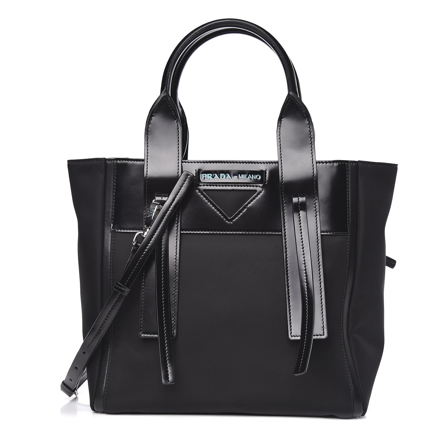 Prada Tessuto Nylon Spazzolato Small Ouverture Top Handle Bag Black 1 of 10