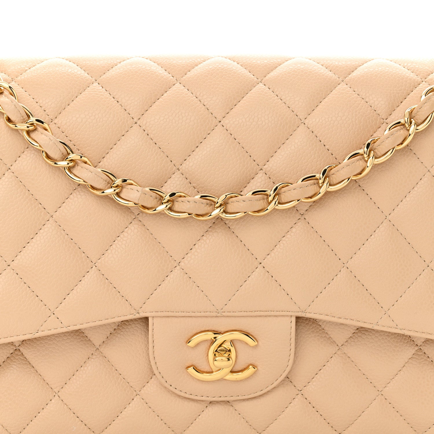 Chanel Caviar Quilted Jumbo Double Flap Beige Clair 8 of 11