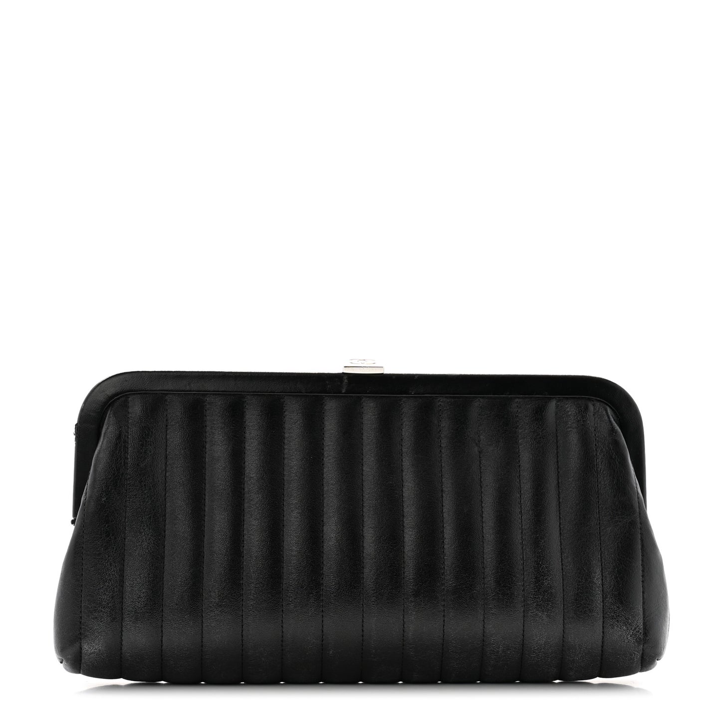 Lambskin Vertical Quilted Mademoiselle Clutch Black