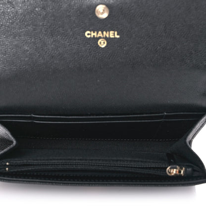 Chanel Caviar Quilted Crystal CC Large Gusset Flap Wallet Black 5 of 11