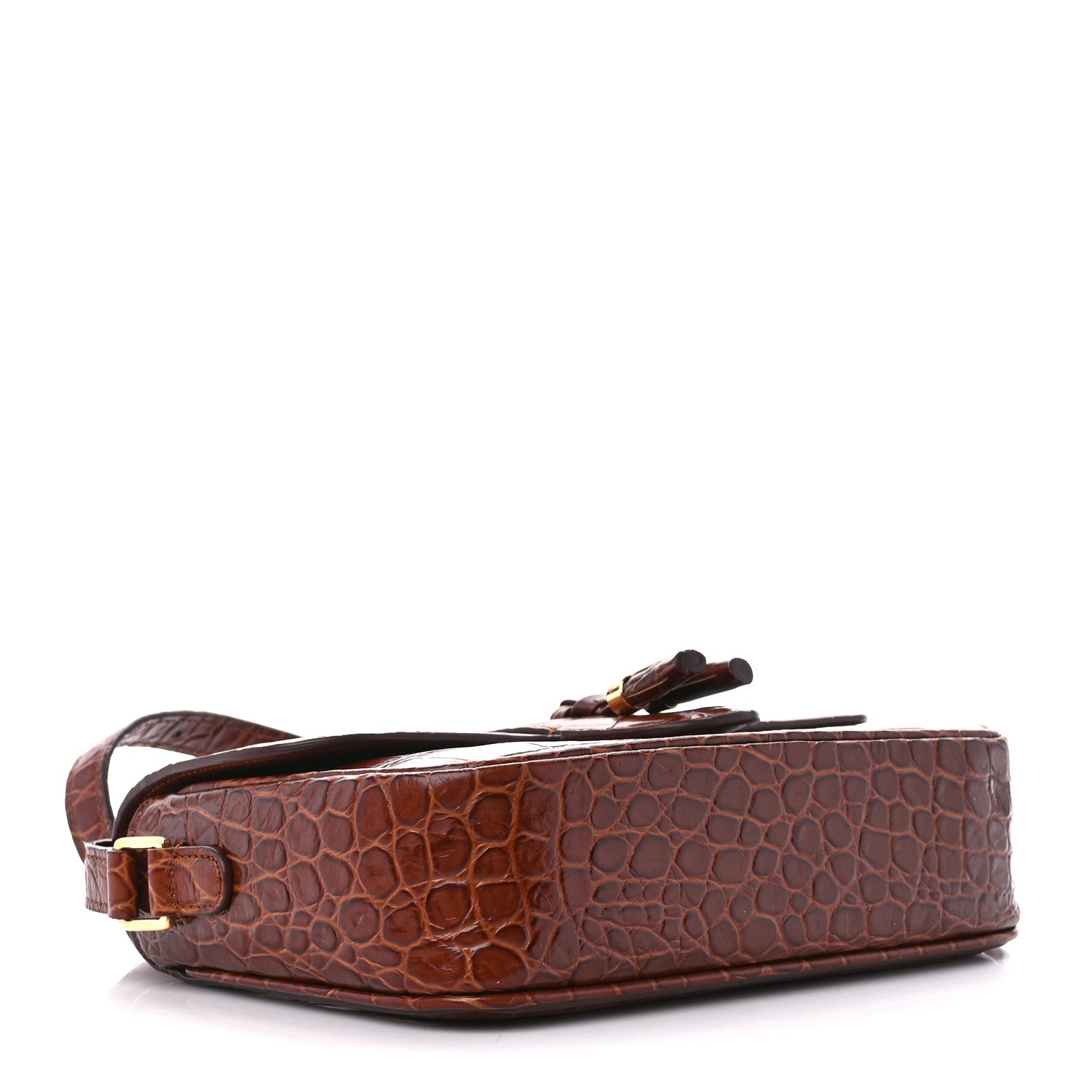 Celine Calfskin Crocodile Embossed Medium Tassel Bag Tan 4 of 11