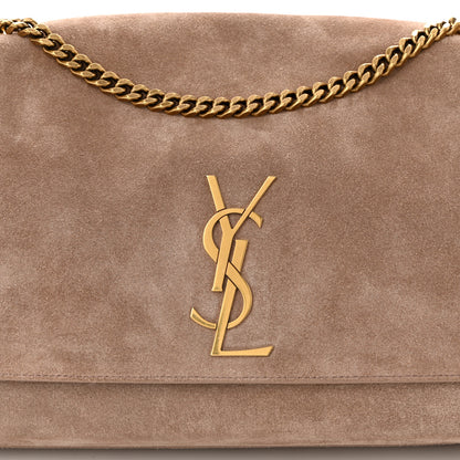 Saint Laurent Smooth Calfskin Suede Medium Reversible Monogram Kate Satchel Taupe 11 of 16