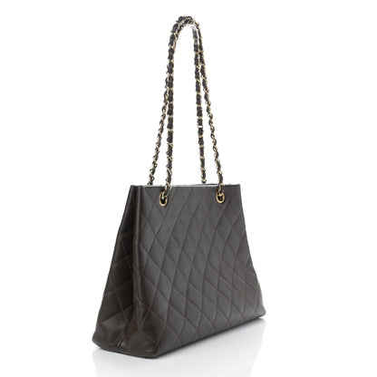 Chanel Caviar Quilted Shopper Tote Dark Brown 2 of 13