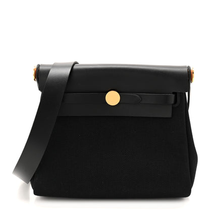 Hermes Military Toile Vache Hunter Herbag Zip Retourne 20 Black 1 of 11
