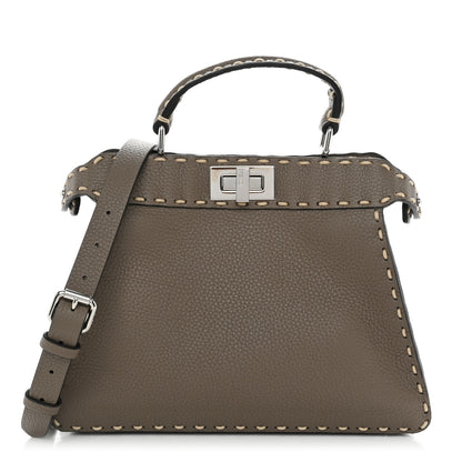 Fendi Vitello Granato Camoscio Selleria Macro Stitchings Small Peekaboo I SEE U Satchel Tartufo 1 of 9