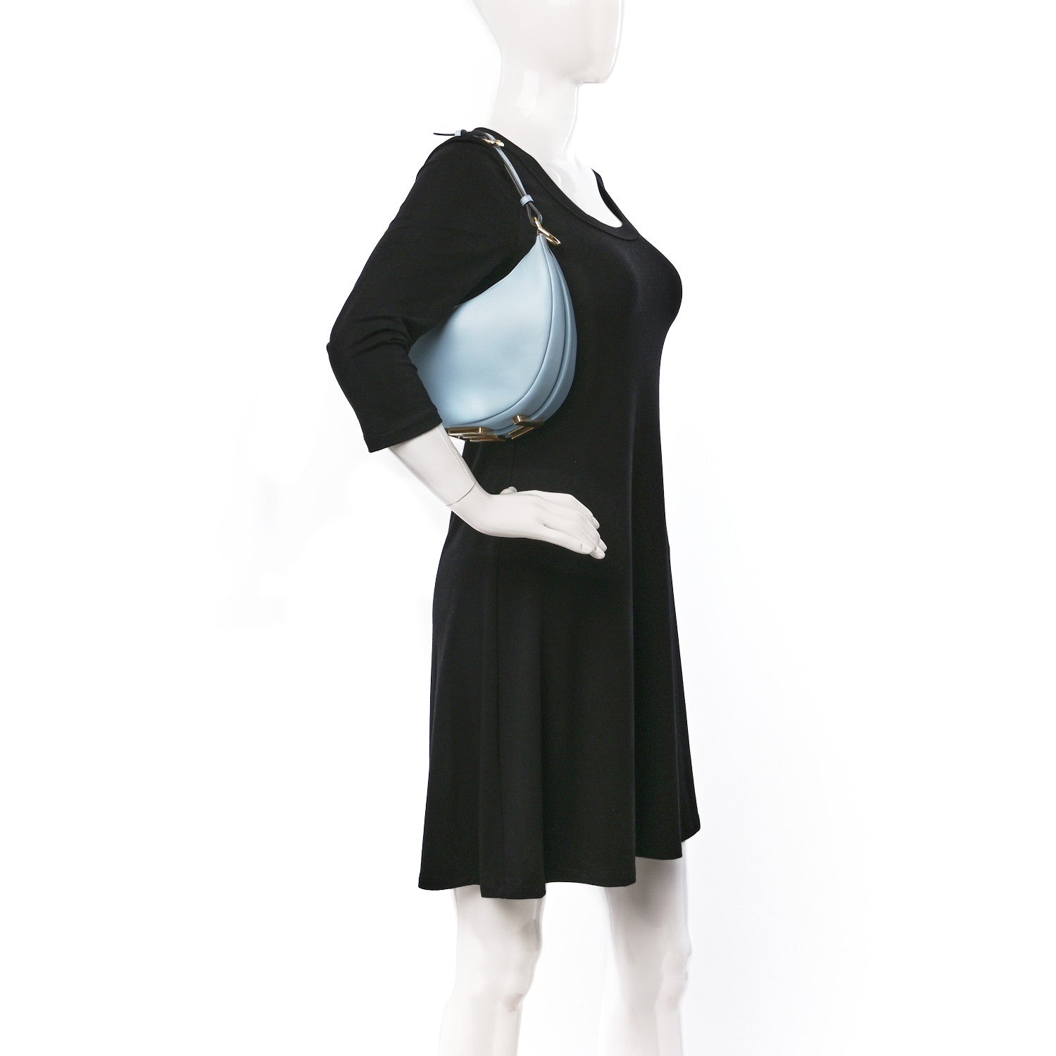 Fendi Vitello Grace Matte Small Fendigraphy Hobo Bag Azzurro Baby 2 of 9