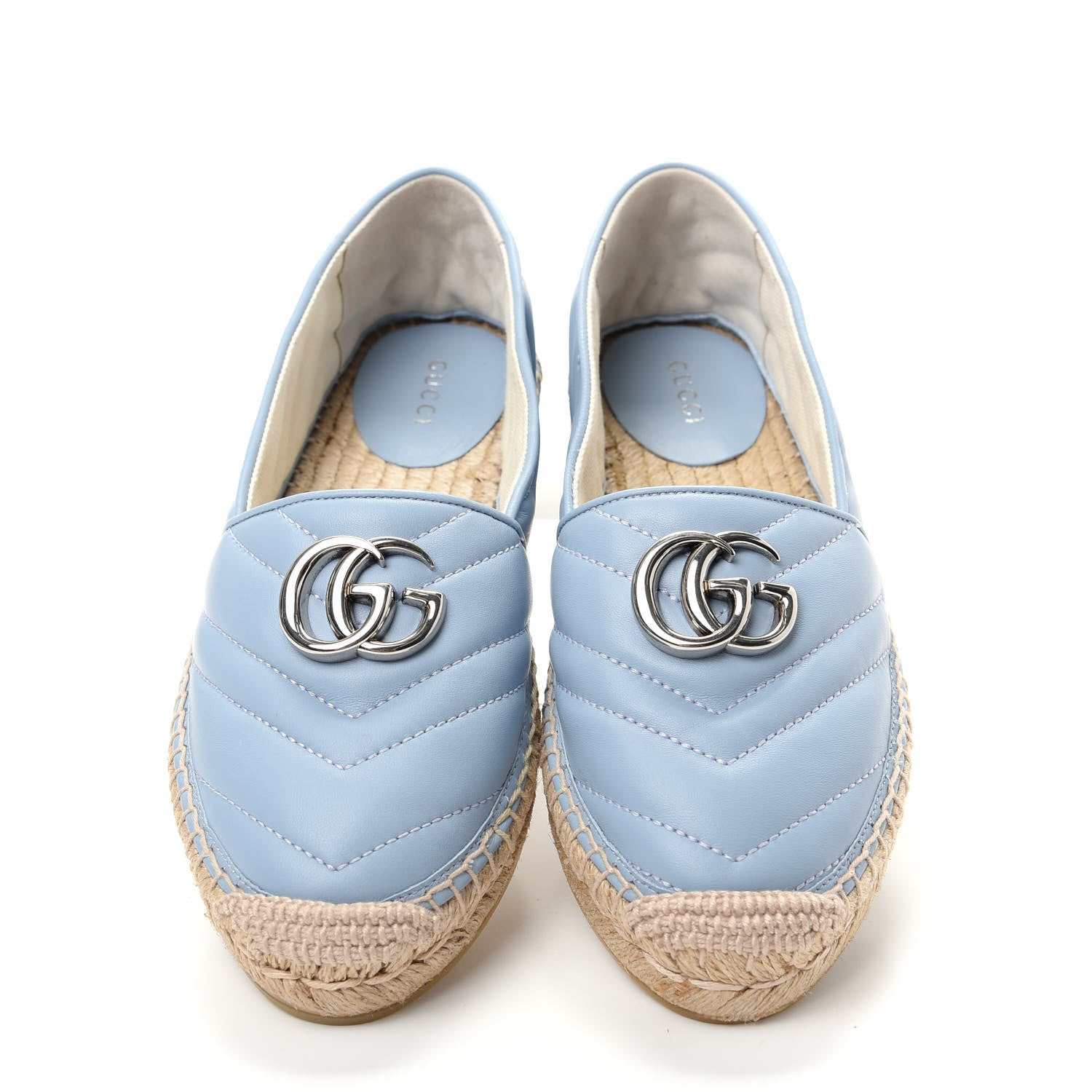 Gucci Nappa Matelasse GG Marmont Espadrilles 36 Porcelain Light Blue 5 of 11