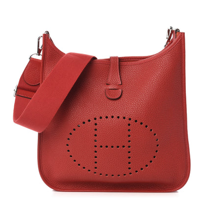 Hermes Taurillon Clemence Evelyne III PM Rouge Casaque 1 of 10