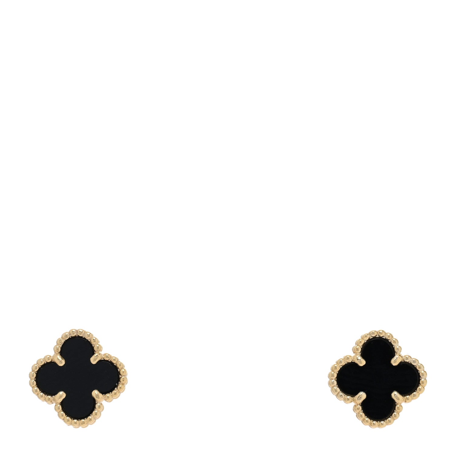 Van Cleef & Arpels 18K Yellow Gold Black Onyx Sweet Alhambra Earrings 1 of 5