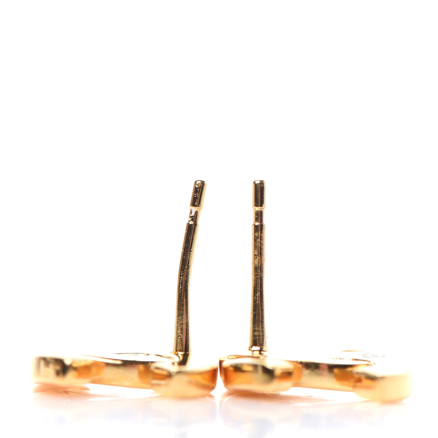 Metal CC Paris Button Stud Earrings Gold