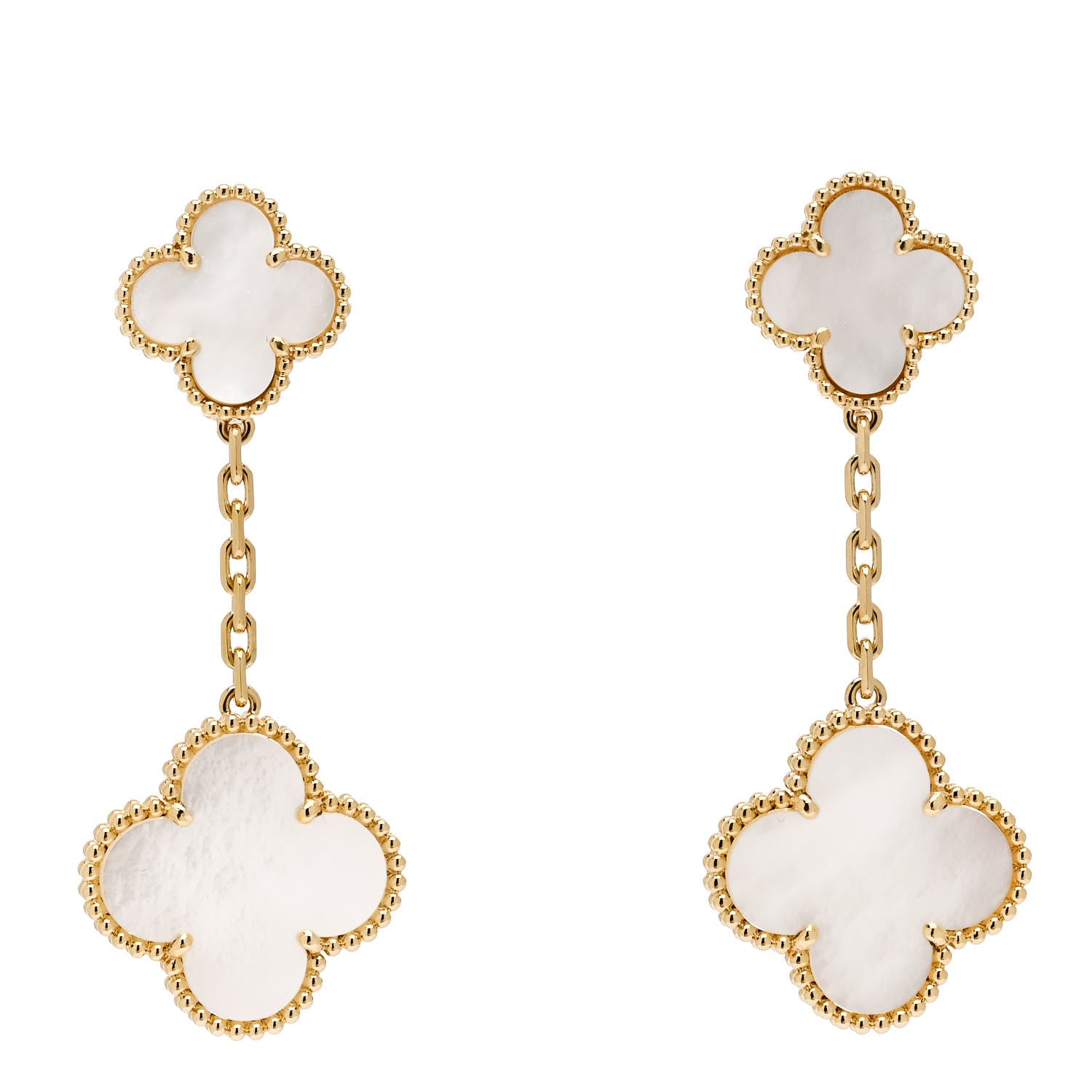 Van Cleef & Arpels VAN CLEEF & ARPELS 18K Yellow Gold Mother of Pearl 2 Motifs Magic Alhambra Earrings 1 of 5