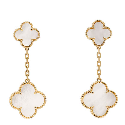 Van Cleef & Arpels VAN CLEEF & ARPELS 18K Yellow Gold Mother of Pearl 2 Motifs Magic Alhambra Earrings 1 of 5