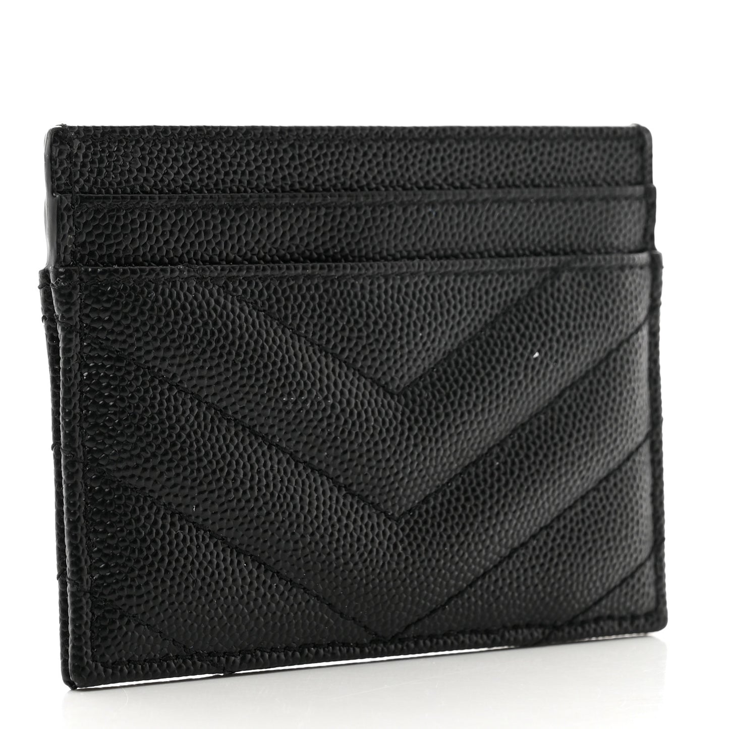 Grain De Poudre Matelasse Chevron Monochrome Monogram Credit Card Case Black