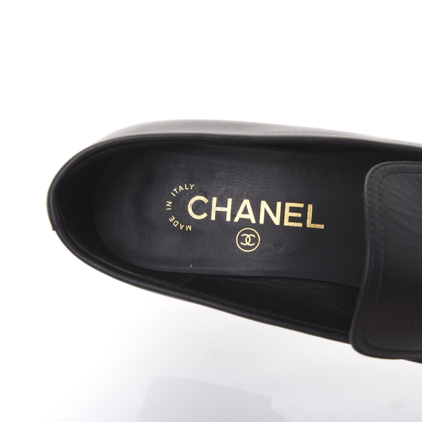 Calfskin CC Mocassin Loafers 38.5 Black
