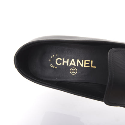 Chanel Calfskin CC Mocassin Loafers 38.5 Black 7 of 9
