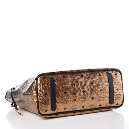 MCM Metallic Visetos Medium Shopper Tote Gold 4 of 14