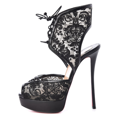 Christian Louboutin Dentelle Lurex Jose Altafine 150 Bootie 38 Black 1 of 9